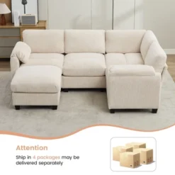 Corduroy Modular Sectional Sofa With Movable Ottoman, U-Shape Upholstered Comfy Couch With Two-Layer Seat Cushion For Living Room 20 Corduroy Modular Sectional Sofa With Movable Ottoman, U-Shape Upholstered Comfy Couch With Two-Layer Seat Cushion For Living Room -Baxton Studio Sale Shop GUEST c44067bd 30c3 4284 87df 4a4997308de0