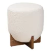 Fisk Fabric And Wood Ottoman Footstool Cream/Walnut Brown - Baxton Studio: Plywood & Polyester, No Assembly Required