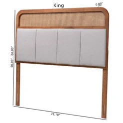 Baxton Studio King Esti Fabric And Wood Headboard With Rattan Light Gray/Ash Walnut: Mid-Century Design, 5 Adjustable Heights -Baxton Studio Sale Shop GUEST c4ad91c3 91e7 45fe 8d6c 014eef778a98