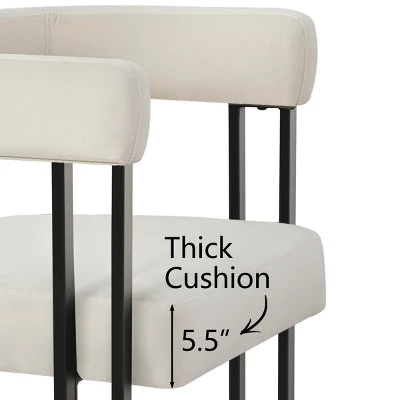 Velvet Dining Chairs Set Of 4, Upholstered Accent Armchairs With Geometric Black Metal Legs For Kitchen Or Dining Room - Maison Boucle 6 Velvet Dining Chairs Set Of 4, Upholstered Accent Armchairs With Geometric Black Metal Legs For Kitchen Or Dining Room - Maison Boucle - Image 6