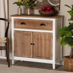 Glynn Wood 2 Door Storage Cabinet White/Brown - Baxton Studio -Baxton Studio Sale Shop GUEST c51ef716 1d6f 489b bf7f 4e7cc4458499