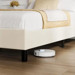 Bed Frame, Upholstered Full Size With Adjustable Headboard - Velvet Tufted Platform Bedframe, No Box Spring Needed, Beige -Baxton Studio Sale Shop GUEST c531716d da31 45f4 bc8b f24d69202869