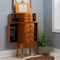Marie Jewelry Armoire Oak - Powell Company -Baxton Studio Sale Shop GUEST c532f5ae e7e5 4ed1 a9ca 97ab2914befb