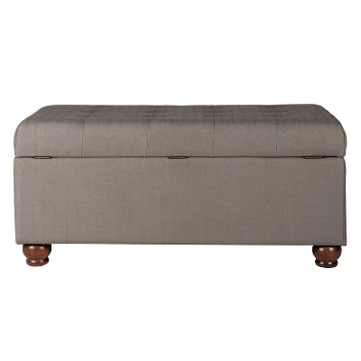 Large Tufted Storage Bench Textured Gray - HomePop: Upholstered Bedroom Ottoman With Lid 3 Large Tufted Storage Bench Textured Gray - HomePop: Upholstered Bedroom Ottoman With Lid - Image 3