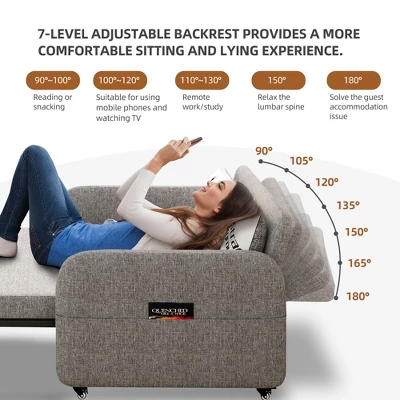 Luck Live Adjustable Sleeper Chair Pullout Sofa Bed With Modern Linen Fabric For Living Room 2 Luck Live Adjustable Sleeper Chair Pullout Sofa Bed With Modern Linen Fabric For Living Room - Image 2