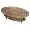Alaterre Furniture 48" Oval Coffee Table Driftwood Rust: Farmhouse Style, Wood Shelf, For Living Room