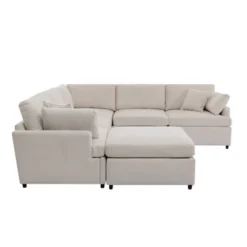 100"W U-Shape Sectional Sofa, 6-Seater Modern Large Sofa Couch With Removable Ottomans 4L, Beige/Gray -ModernLuxe -Baxton Studio Sale Shop GUEST c593f7ef feff 453a 807f 25d7271a189a