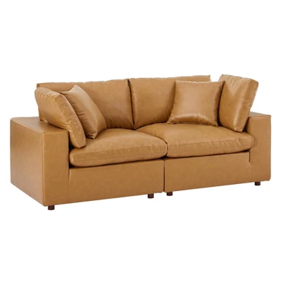 Commix Down Filled Overstuffed Vegan Leather Loveseat - Modway 8 Commix Down Filled Overstuffed Vegan Leather Loveseat - Modway - Image 8