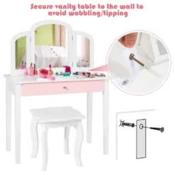 Costway Kids Vanity Set Princess Makeup Dressing Play Table Set W/Mirror White Pink -Baxton Studio Sale Shop GUEST c5e21f98 f89e 4b6a 97f8 11d9aaa0caa0