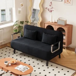 Convertible Sofa Bed Chair,Tri-Fold Sofa Sleeper,Adjustable Backrest & Pillow,Velvet Comfy Loveseat Sleeper,for Apartments,Study Room,Office -Baxton Studio Sale Shop GUEST c665619f b7f5 4f0e 9421 e66bc3d1ab98