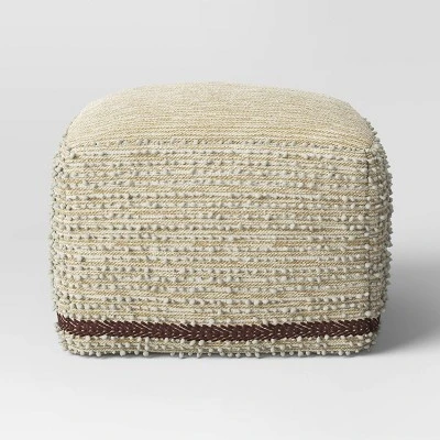Branchville Square Pouf Cream Boucle - Threshold™: Transitional Style, No Assembly, Cotton & Wool Blend 2 Branchville Square Pouf Cream Boucle - Threshold™: Transitional Style, No Assembly, Cotton & Wool Blend - Image 2