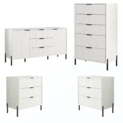 Festivo 4pc Modern Elegance Bedremm Chest And Dresser And 3 Drawer Nightstands Set -Baxton Studio Sale Shop GUEST c6cfcf6e 73c9 4ab5 a941 f4c95931024f