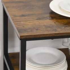 HOMCOM Industrial Wine Rack With 11-Bottles Holder, Free Standing Wine Shelf With Glass Holders For Home Bar, Kitchen, Rustic Brown -Baxton Studio Sale Shop GUEST c6e46614 dca2 4ce6 967e 37fe66fcf6ac