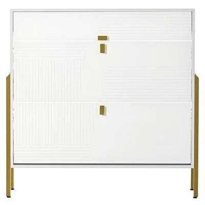 39" Modern Freestanding Shoe Cabinet With 2 Flap Drawers And 1 Slide Drawer - ModernLuxe 4 39" Modern Freestanding Shoe Cabinet With 2 Flap Drawers And 1 Slide Drawer - ModernLuxe - Image 4