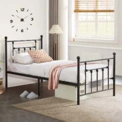 VECELO Twin/Full/Queen Metal Platform Bed Frame With Headboard And Footboard, Industrial Bed Frame, No Box Spring Needed, Storage Space 27 VECELO Twin/Full/Queen Metal Platform Bed Frame With Headboard And Footboard, Industrial Bed Frame, No Box Spring Needed, Storage Space -Baxton Studio Sale Shop GUEST c71cfa1a 045d 4a71 8331 80e864d4c9bd