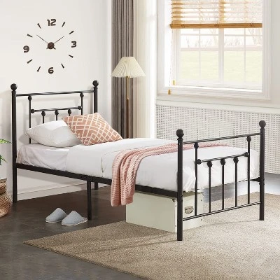 VECELO Twin/Full/Queen Metal Platform Bed Frame With Headboard And Footboard, Industrial Bed Frame, No Box Spring Needed, Storage Space 14 VECELO Twin/Full/Queen Metal Platform Bed Frame With Headboard And Footboard, Industrial Bed Frame, No Box Spring Needed, Storage Space - Image 14