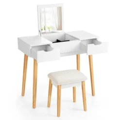 Costway Vanity Table Set W/ Flip Top Mirror Drawers 9 Dividers Makeup Writing Desk -Baxton Studio Sale Shop GUEST c72b5298 e001 4ba6 9aa3 7d936b914607