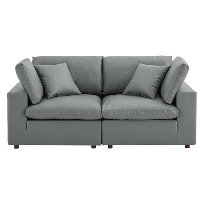 Commix Down Filled Overstuffed Vegan Leather Loveseat - Modway 1 Commix Down Filled Overstuffed Vegan Leather Loveseat - Modway