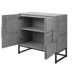 Adams 2-doors Cement Gray Cabinet With 1 Adjustable Inner Shelves - The Pop Maison -Baxton Studio Sale Shop GUEST c773a612 ae1d 48d5 9202 1b82da2534e6