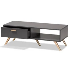 Kelson Wood Coffee Table Dark Gray/Gold - Baxton Studio