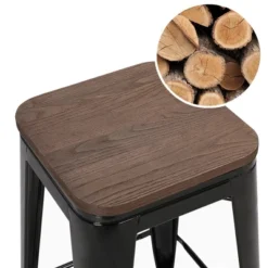 Yaheetech 4PCS Metal Stackable Counter Bar Stools With Wood Seat For Dining Room/Café -Baxton Studio Sale Shop GUEST c7ca25cd dd71 4ef2 87cb cc41f53b7eaf