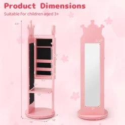 Tangkula Kids Jewelry Cabinet Standing Children Jewelry Organizer W/ Full-Length Mirror -Baxton Studio Sale Shop GUEST c80f27ec 2784 4d1a a7dc adde25819a42