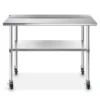 GRIDMANN Stainless Steel Table With Backsplash & 4 Casters (Wheels), NSF Commercial Kitchen Work & Prep Table