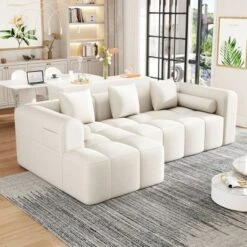 101.2" Sectional Sofa Full-Compressed Sofa Modular Sofa Couch Free-combined Sofa With Deep Seating And Two Side Pockets For Living Room, Beige 20 101.2" Sectional Sofa Full-Compressed Sofa Modular Sofa Couch Free-combined Sofa With Deep Seating And Two Side Pockets For Living Room, Beige -Baxton Studio Sale Shop GUEST c88706d6 0aed 4c07 8b16 15bb957c32e0