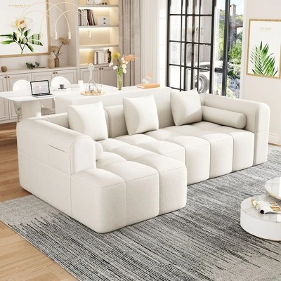 101.2" Sectional Sofa Full-Compressed Sofa Modular Sofa Couch Free-combined Sofa With Deep Seating And Two Side Pockets For Living Room, Beige 8 101.2" Sectional Sofa Full-Compressed Sofa Modular Sofa Couch Free-combined Sofa With Deep Seating And Two Side Pockets For Living Room, Beige - Image 8