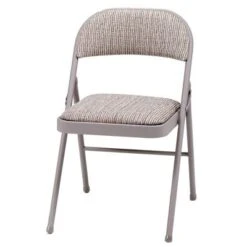 MECO Sudden Comfort Deluxe Metal Fabric Padded Folding Chair Set For Indoor Home Special Occasions Or Outdoor Events, Gray (Set Of 4)