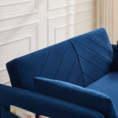 MAYEERTY Sleeper Sofa Bed With USB Port 3 In 1 Adjustable Pull Out Bed 2 Lumbar Pillows Side Pocket Soft Velvet Convertible Living Room Bedroom 7 MAYEERTY Sleeper Sofa Bed With USB Port 3 In 1 Adjustable Pull Out Bed 2 Lumbar Pillows Side Pocket Soft Velvet Convertible Living Room Bedroom - Image 7