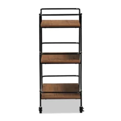 Small Bernard Rustic Industrial Metal And Wood 3 Tier Mobile Wine Bar Cart Black/Walnut - Baxton Studio -Baxton Studio Sale Shop GUEST c90ee7e8 de46 4b3f 8df2 a94e971058ca