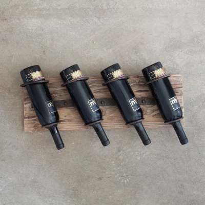 Twine Rustic Country Wood And Metal Wine Rack, Set Of 1, Wall Mounted Wine Rack, Wine Storage, Wood And Wrought Iron 2 Twine Rustic Country Wood And Metal Wine Rack, Set Of 1, Wall Mounted Wine Rack, Wine Storage, Wood And Wrought Iron - Image 2