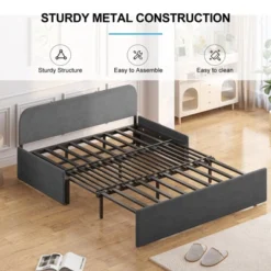 Mjkone Queen Size Pull Out Sofa Bed, 2-in-1 Modern Pull Out Linen Sleeper Sofa Couch -Baxton Studio Sale Shop GUEST c9470bb9 0110 4c02 8cf8 134ffcd844b8