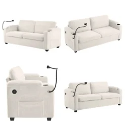 Sleeper Loveseat With Full-Size Mattress, Sofa With USB Ports And Cup Holders, Sofa Bed With Steel Frame And Corduroy Cushion-Baofuwish -Baxton Studio Sale Shop GUEST c95fba8b 849b 4945 b84d 579351ef9b1b