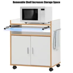 Costway Rolling Kitchen Trolley Microwave Cart Storage Cabinet W/ Removable Shelf White -Baxton Studio Sale Shop GUEST c98201e2 74f8 46e2 81a0 8fb2765d9e6c