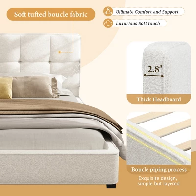 Christopher Knight Home Ginny King Size Upholstered Platform Bed With Tufted Headboard 4 Christopher Knight Home Ginny King Size Upholstered Platform Bed With Tufted Headboard - Image 4