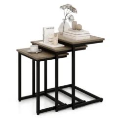 Tangkula 3 Pcs Nesting Coffee End Table Set Stacking Side Nightstand Living Room -Baxton Studio Sale Shop GUEST c9a49188 021e 452f 8eb2 591efaf679e3