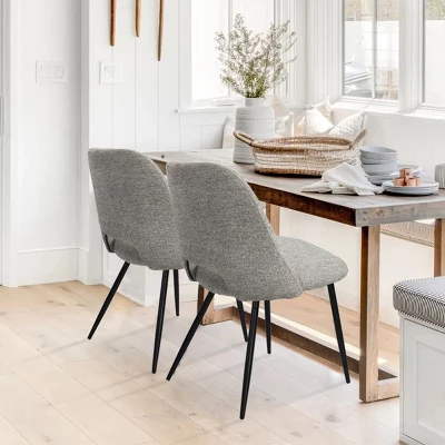 Modern Dining Chairs Set Of 2, Upholstered Armless Side Chairs With Cutout Back, Fabric Kitchen Chairs With Metal Legs-Maison Boucle 13 Modern Dining Chairs Set Of 2, Upholstered Armless Side Chairs With Cutout Back, Fabric Kitchen Chairs With Metal Legs-Maison Boucle - Image 13