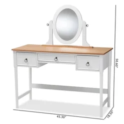 3 Drawer Sylvie Wood Vanity Table With Mirror White - Baxton Studio -Baxton Studio Sale Shop GUEST c9cb1ce5 f691 48fb ae6a 2821b306e12b