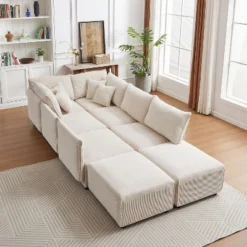 106"W Modular Combination Style Sofa, Modern Minimalist Corduroy Sofa With 2 Comfort Pillows And USB & C Charging Ports 4S - ModernLuxe 17 106"W Modular Combination Style Sofa, Modern Minimalist Corduroy Sofa With 2 Comfort Pillows And USB & C Charging Ports 4S - ModernLuxe -Baxton Studio Sale Shop GUEST c9d71088 9947 44c5 8a8d d9f859b80df9