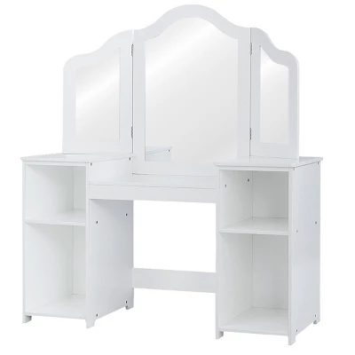Costway Vanity Table Set Makeup Dressing Kids Girls Study Table Tri Folding Mirror 9 Costway Vanity Table Set Makeup Dressing Kids Girls Study Table Tri Folding Mirror - Image 9
