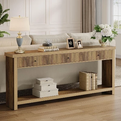 Tribesigns 70.9 Inch Wood Console Table Long Sofa Table With 3 Drawers 10 Tribesigns 70.9 Inch Wood Console Table Long Sofa Table With 3 Drawers - Image 10