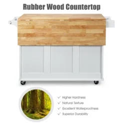 Costway Drop-Leaf Kitchen Island Trolley Cart Wood Storage Cabinet W/ Spice Rack White -Baxton Studio Sale Shop GUEST c9f2811b 179a 407a 8eb2 f76bfe8b2248