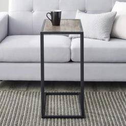 23" Modern Rectangle Two-Tone C Side Table With Metal Base - Saracina Home -Baxton Studio Sale Shop GUEST c9fb0f6a 1baa 4f46 9ad4 ca78b73dae1e