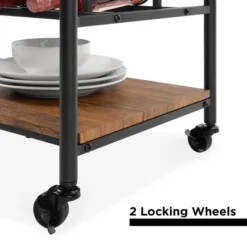 Best Choice Products 45in Industrial Wood Shelf Bar & Wine Storage Service Cart W/ Bottle & Glass Racks, Locking Wheels -Baxton Studio Sale Shop GUEST ca3d5c47 ebb4 4e82 a77c 9ed783d712aa