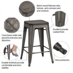 Yaheetech 24 Inches Height Backless Stackable Metal Counter Bar Stool, Set Of 4 -Baxton Studio Sale Shop GUEST ca4a5037 b915 4410 a5c9 bfc57216e534