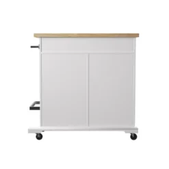 Datto Rolling Kitchen Island With Storage White/Natural - Aiden Lane -Baxton Studio Sale Shop GUEST ca64868f 1162 4643 b19a 9d6dbd036bb1