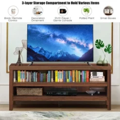 Costway 3-Tier TV Stand Console Cabinet For TV's Up To 45'' W/ Storage Shelves -Baxton Studio Sale Shop GUEST ca69885a a36f 4d3e a593 ee66e5e6e127