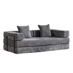 Whisen Sectional Compression Sofa Bed & Floor Futon Couch With Convertible Folding Design, Pillows And Armrests -Baxton Studio Sale Shop GUEST cad07e38 0786 4d93 9c81 1eced67fd5be